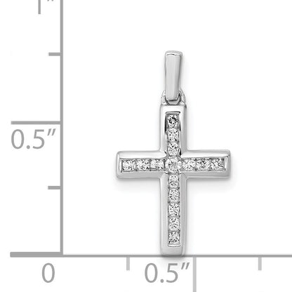 14k White Gold 1/6 carat Diamond Latin Cross Pendant