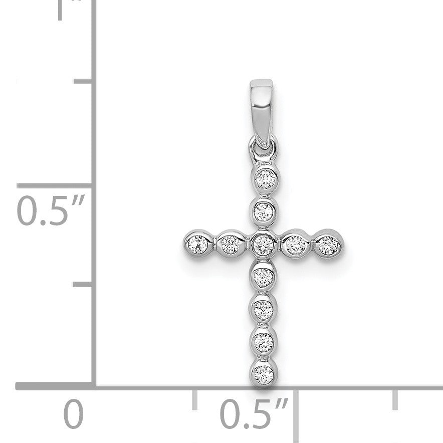 14k White Gold 1/10 carat Diamond Cross Pendant