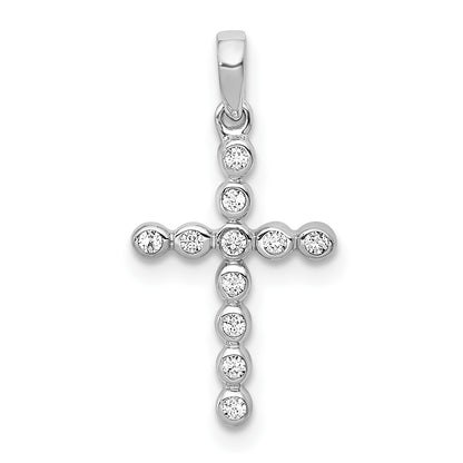 14k White Gold 1/10 carat Diamond Cross Pendant