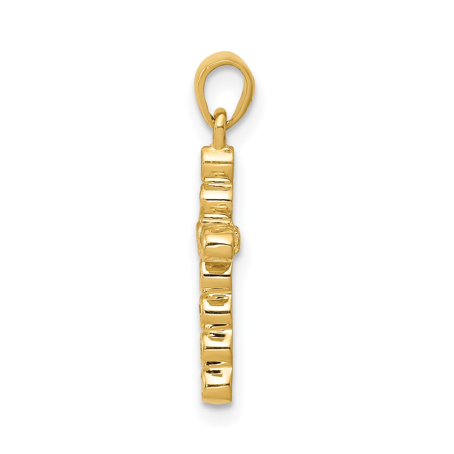 14k Polished 1/10 carat Diamond Cross Pendant