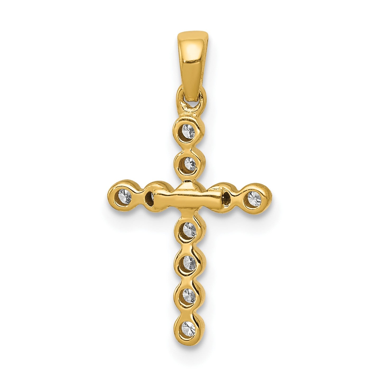 14k Polished 1/10 carat Diamond Cross Pendant