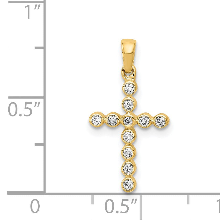 14k Polished 1/10 carat Diamond Cross Pendant