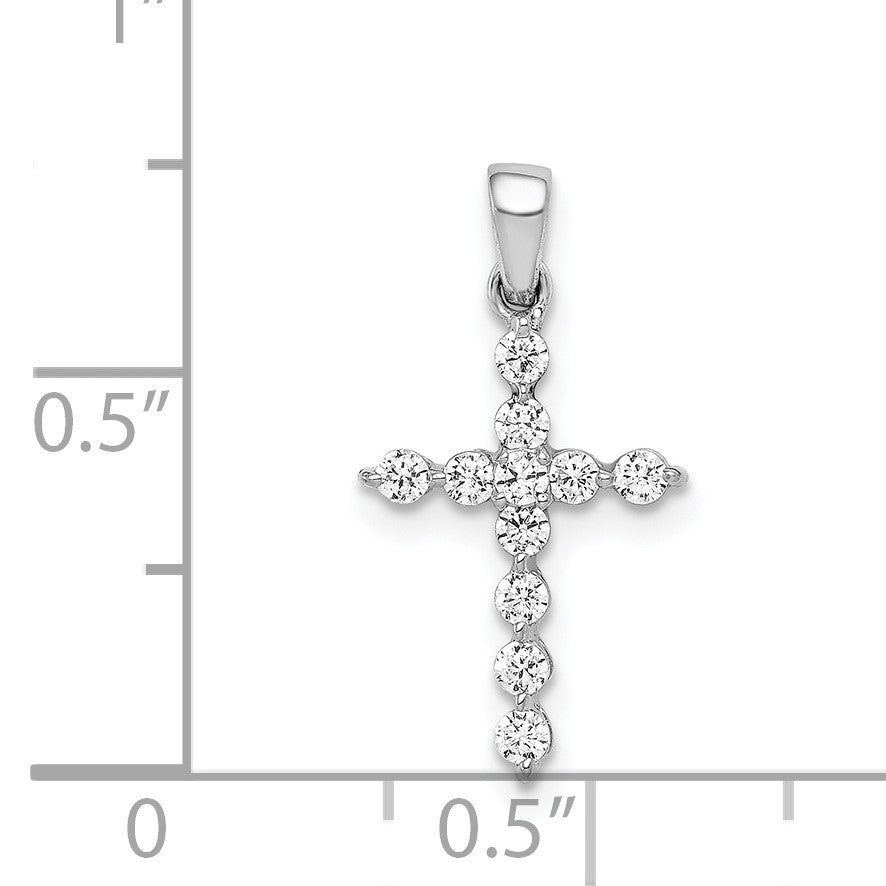 14k White Gold 1/4 carat Diamond Cross Pendant