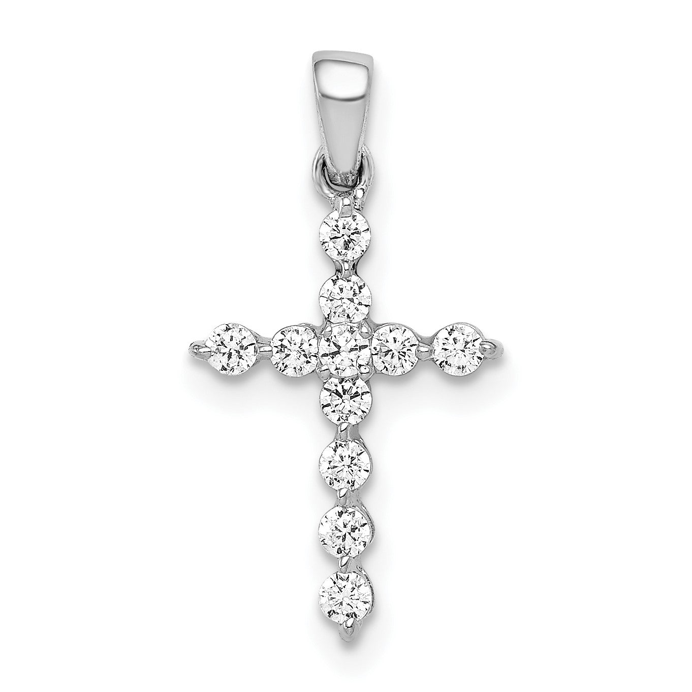 14k White Gold 1/4 carat Diamond Cross Pendant