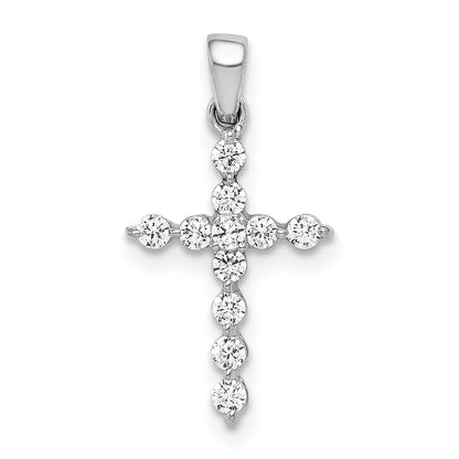 14k White Gold 1/4 carat Diamond Cross Pendant