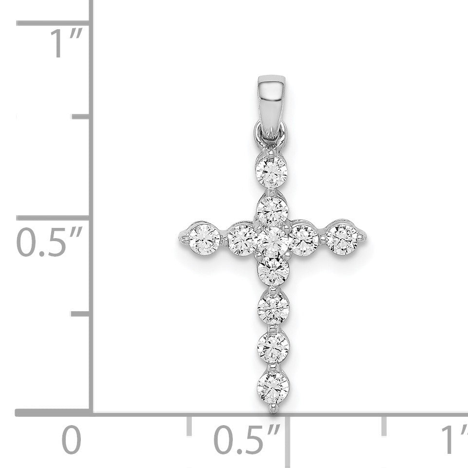 14k White Gold 3/8 carat Diamond Cross Pendant