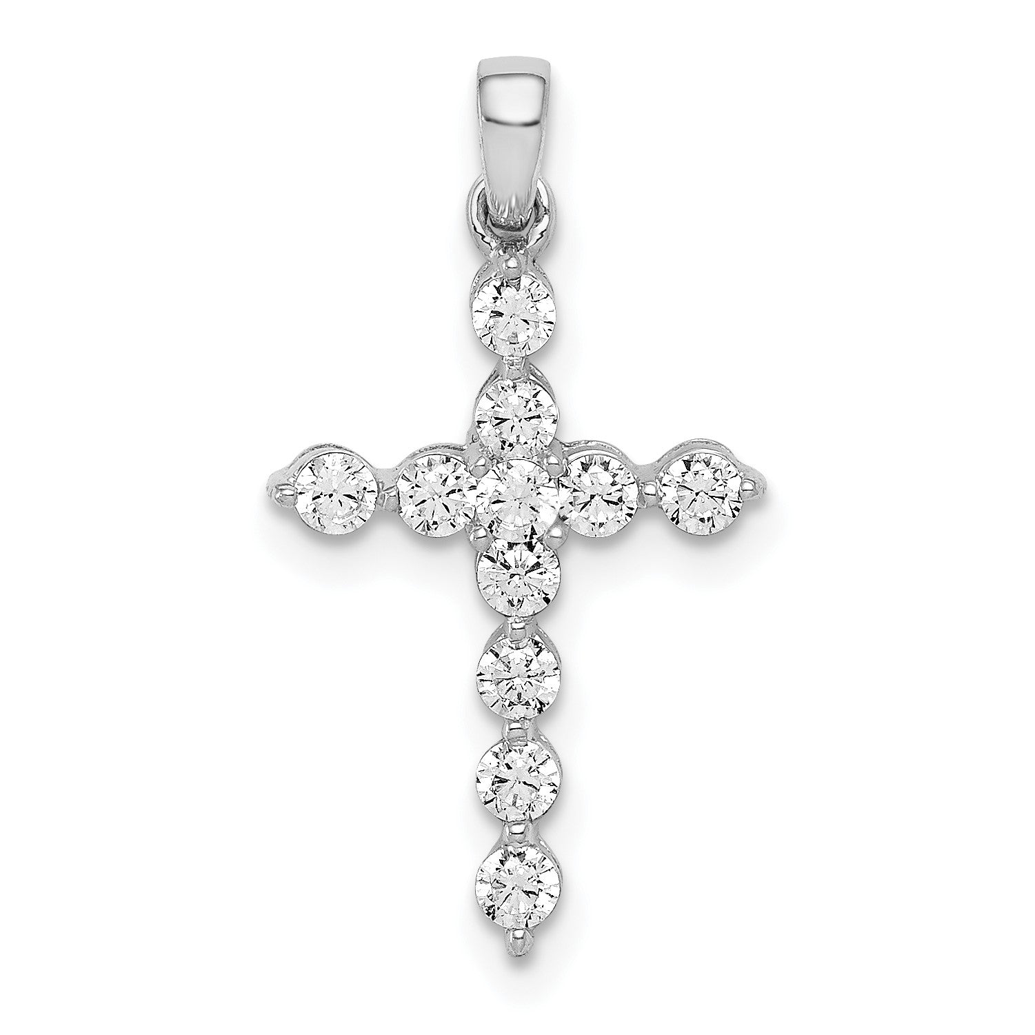 14k White Gold 3/8 carat Diamond Cross Pendant