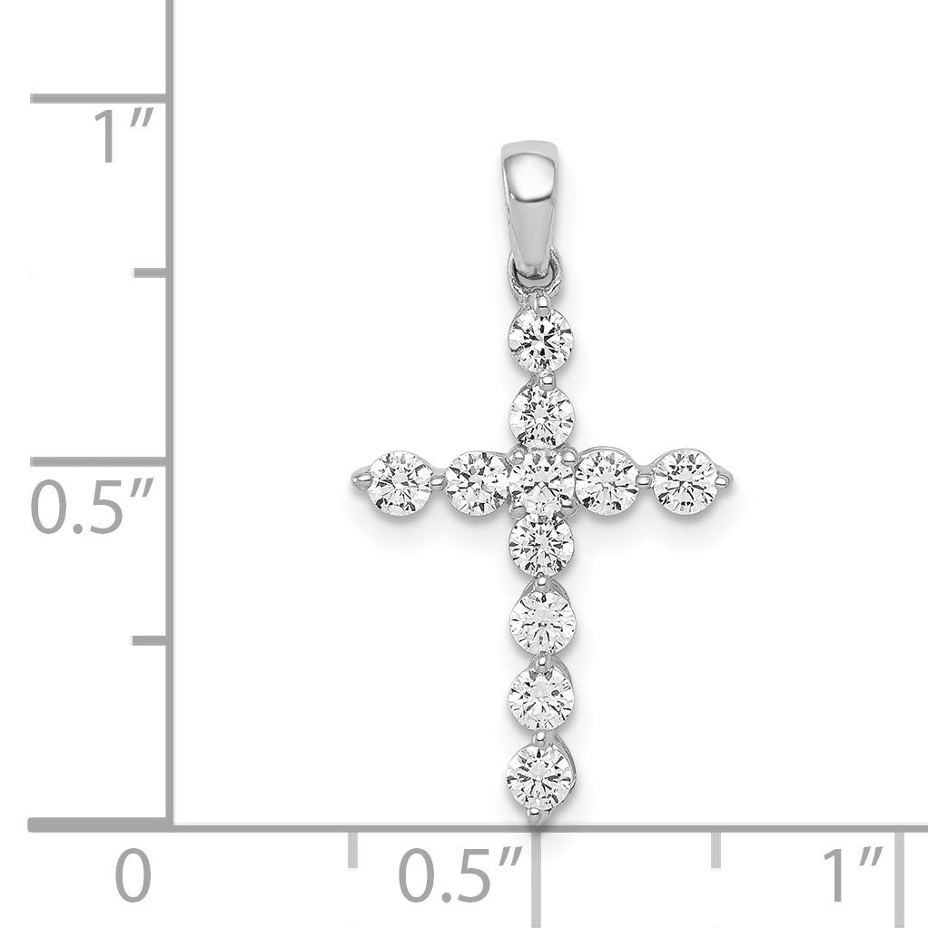 14k White Gold 1/2 carat Diamond Cross Pendant