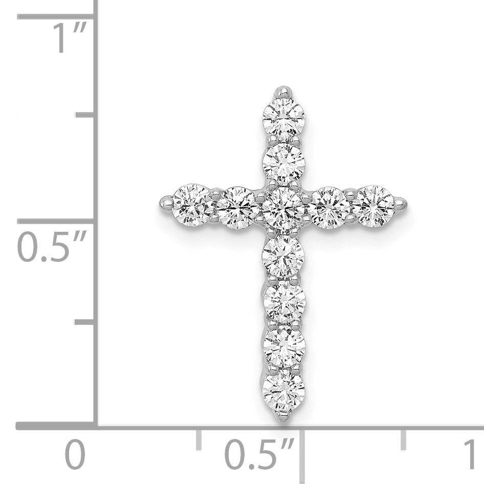 14k White Gold 3/4 carat Diamond Cross Chain Slide
