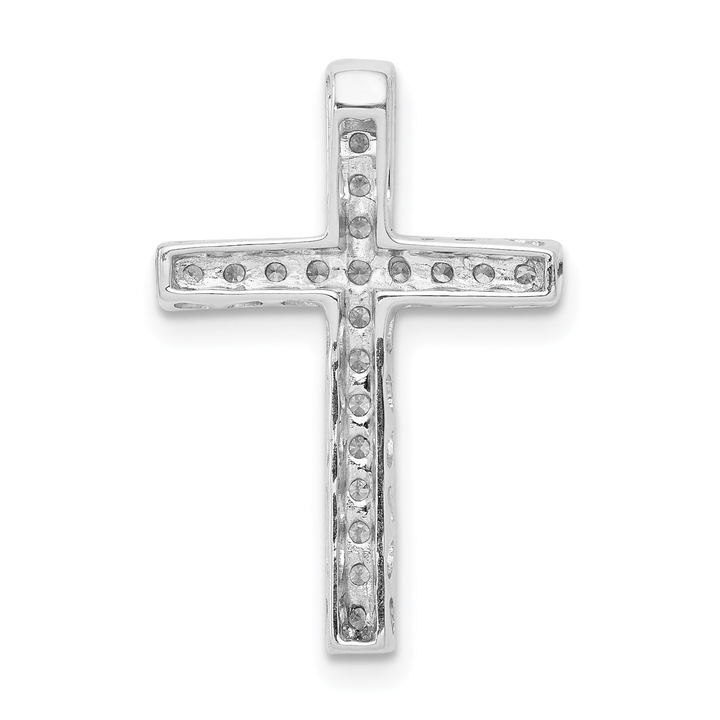 14k White Gold 1/5 carat Diamond Cross Omega Slide Pendant
