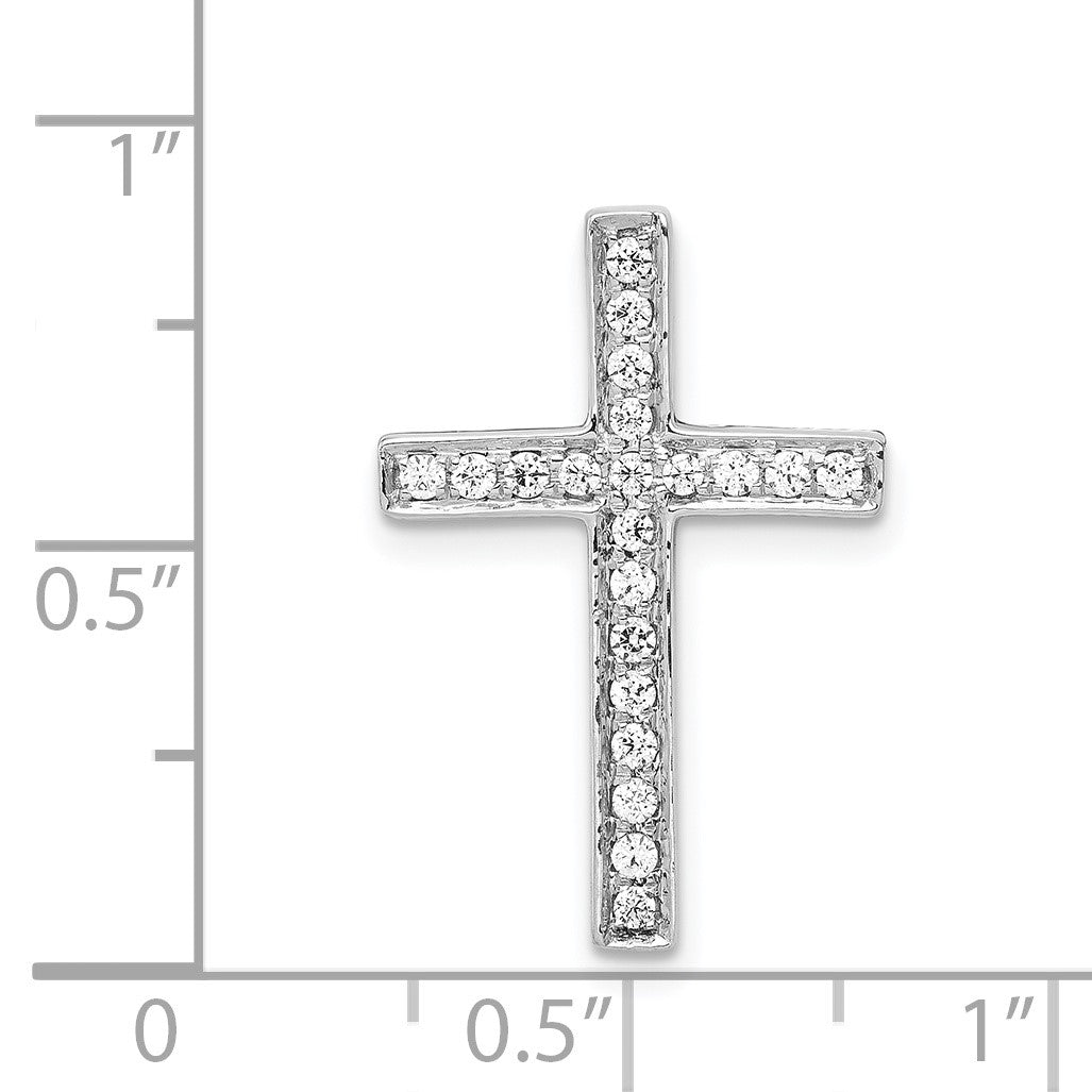 14k White Gold 1/5 carat Diamond Cross Omega Slide Pendant