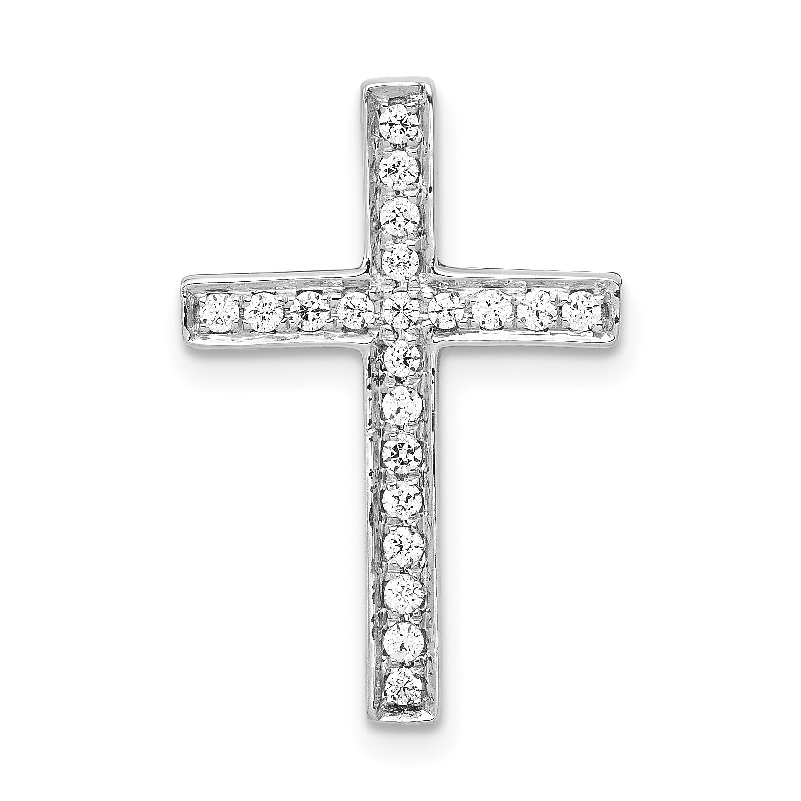 14k White Gold 1/5 carat Diamond Cross Omega Slide Pendant