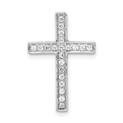 14k White Gold 1/5 carat Diamond Cross Omega Slide Pendant