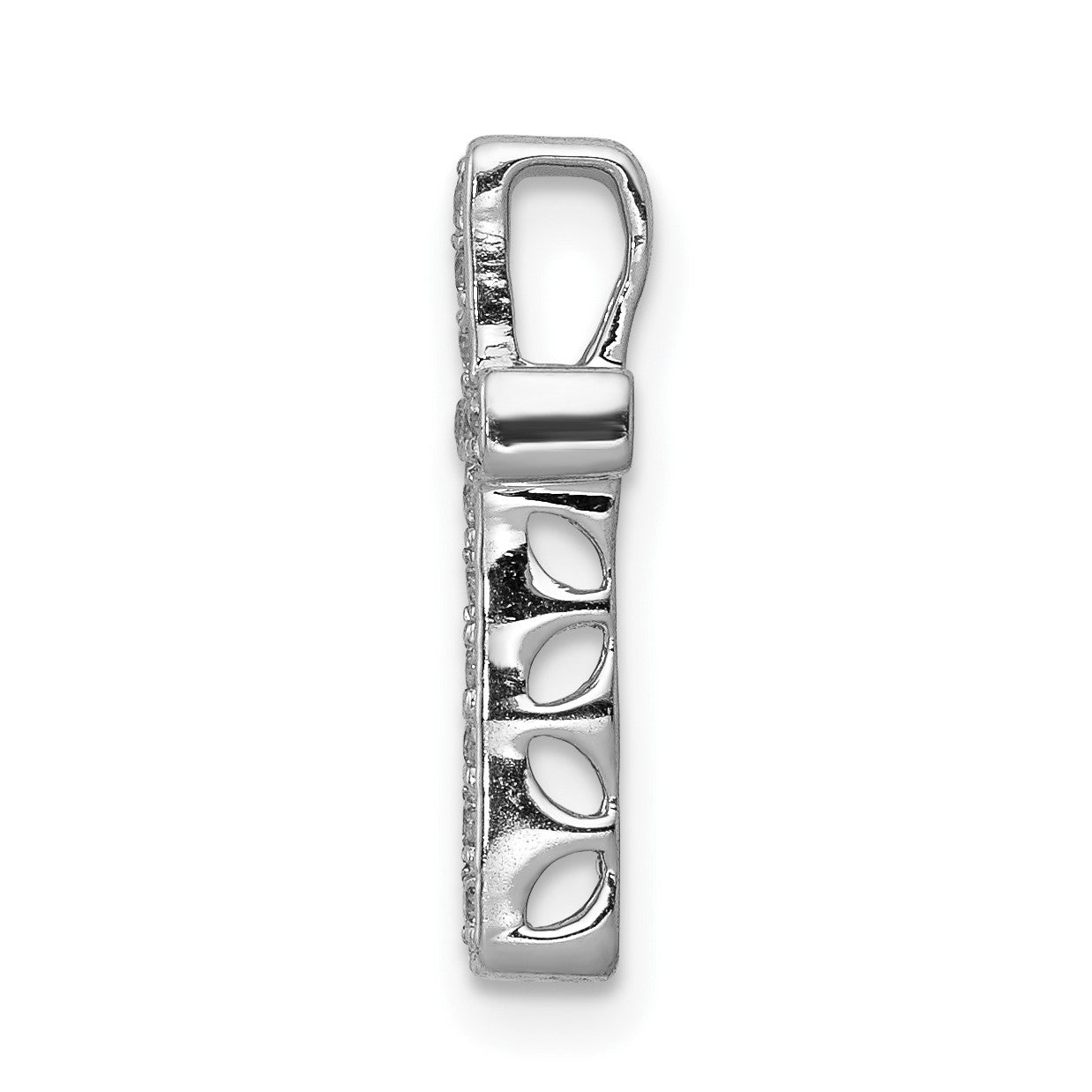 14k White Gold 1/6 carat Diamond Latin Cross Chain Slide