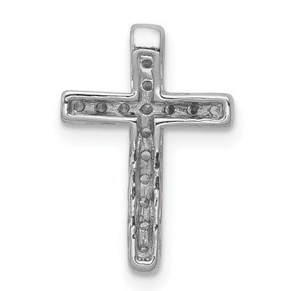 14k White Gold 1/6 carat Diamond Latin Cross Chain Slide