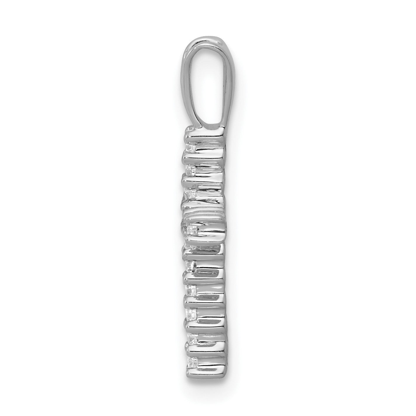 14k White Gold 1/6 carat Diamond Latin Cross Pendant