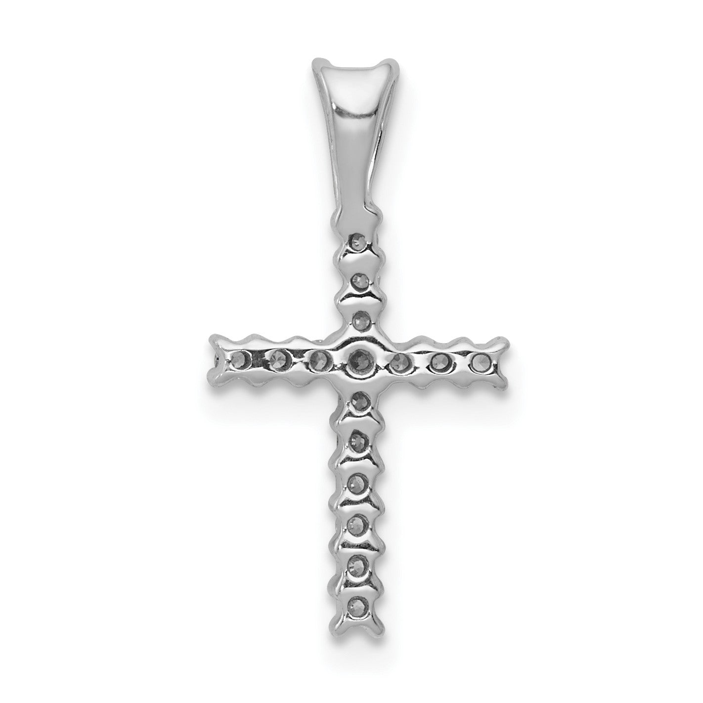 14k White Gold 1/6 carat Diamond Latin Cross Pendant