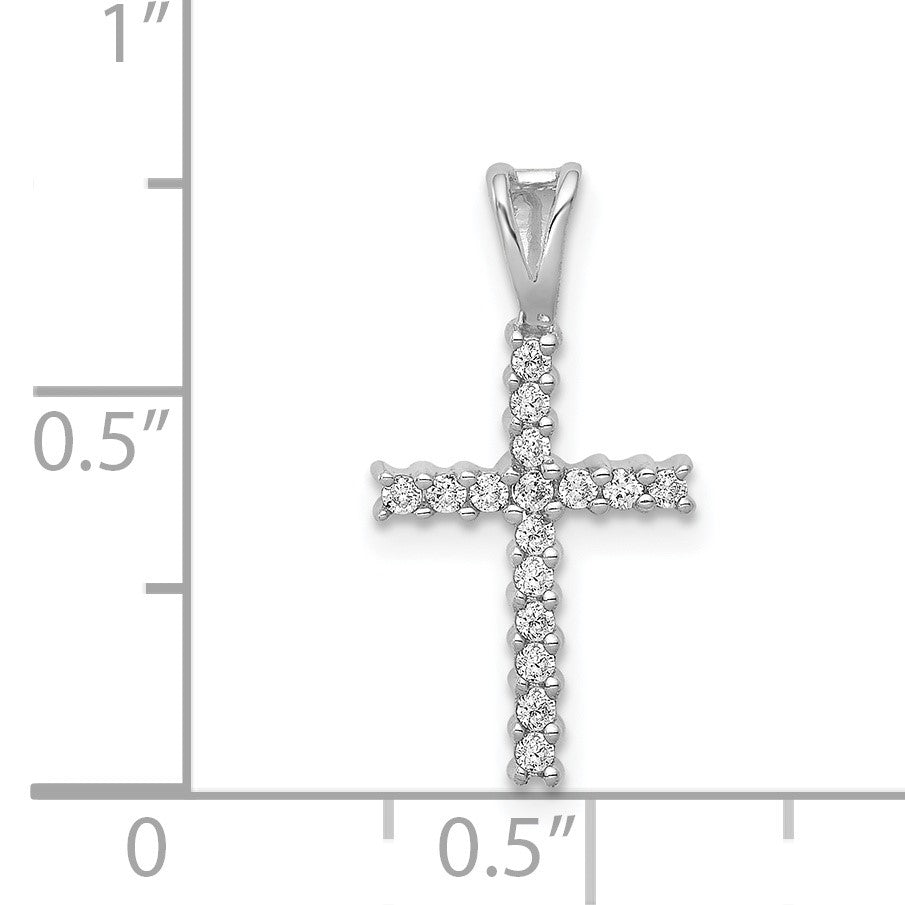14k White Gold 1/6 carat Diamond Latin Cross Pendant