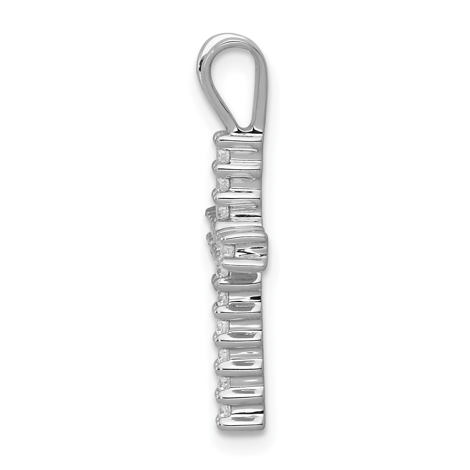 14k White Gold 1/4 carat Diamond Latin Cross Pendant