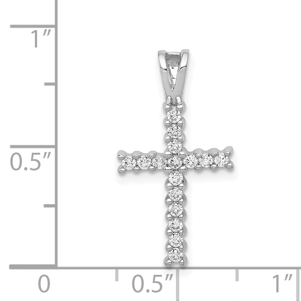 14k White Gold 1/4 carat Diamond Latin Cross Pendant
