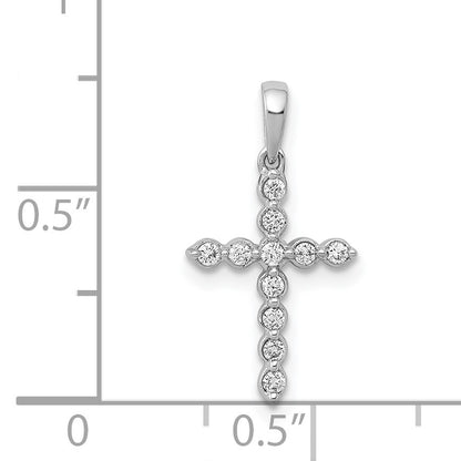 14k White Gold 1/10 carat Diamond Cross Pendant