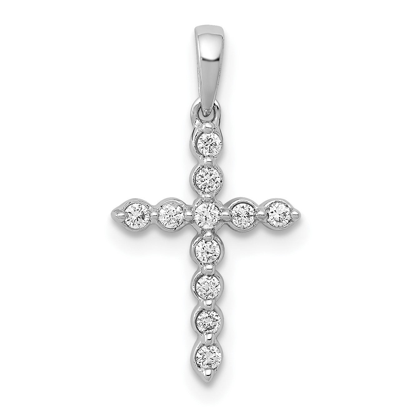 14k White Gold 1/10 carat Diamond Cross Pendant