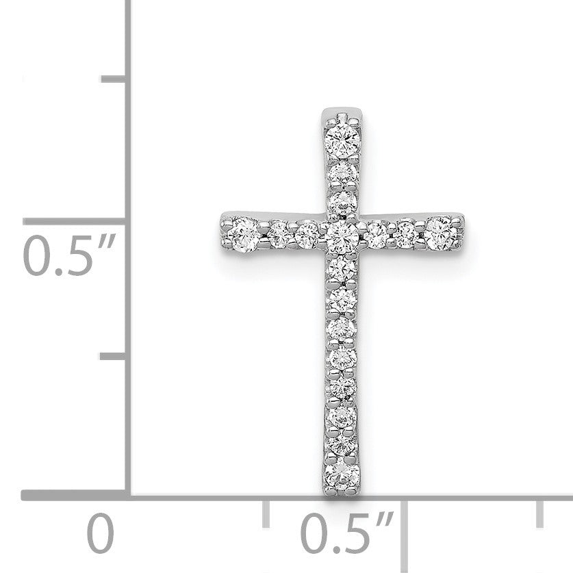 14k White Gold 1/5 carat Diamond Latin Cross Chain Slide