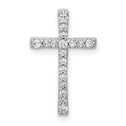 14k White Gold 1/5 carat Diamond Latin Cross Chain Slide