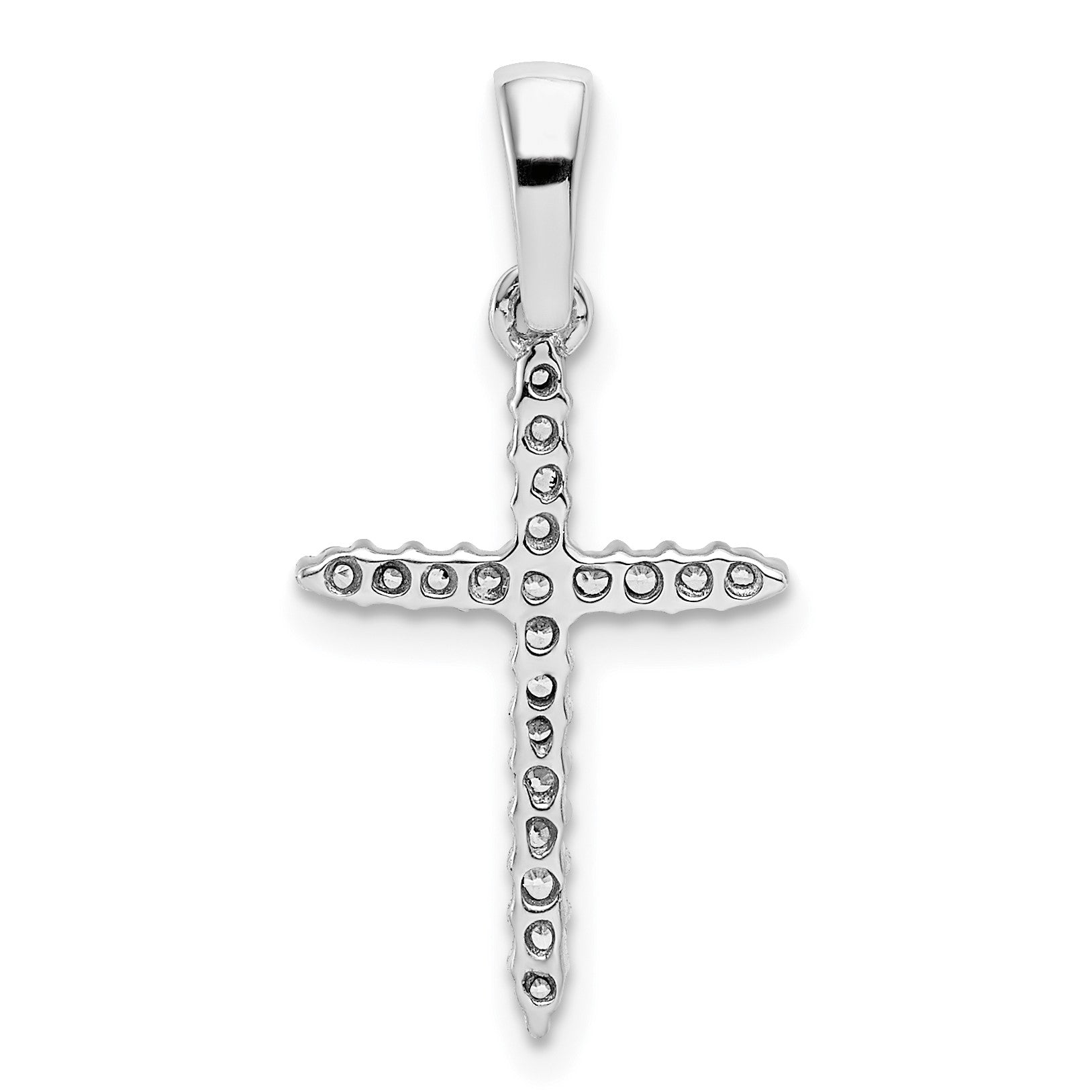14k White Gold 1/6 carat Diamond Cross Pendant