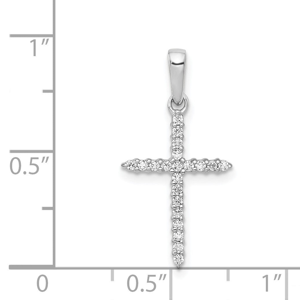 14k White Gold 1/6 carat Diamond Cross Pendant