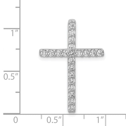 14k White Gold 1/2 carat Diamond Cross Chain Slide Pendant