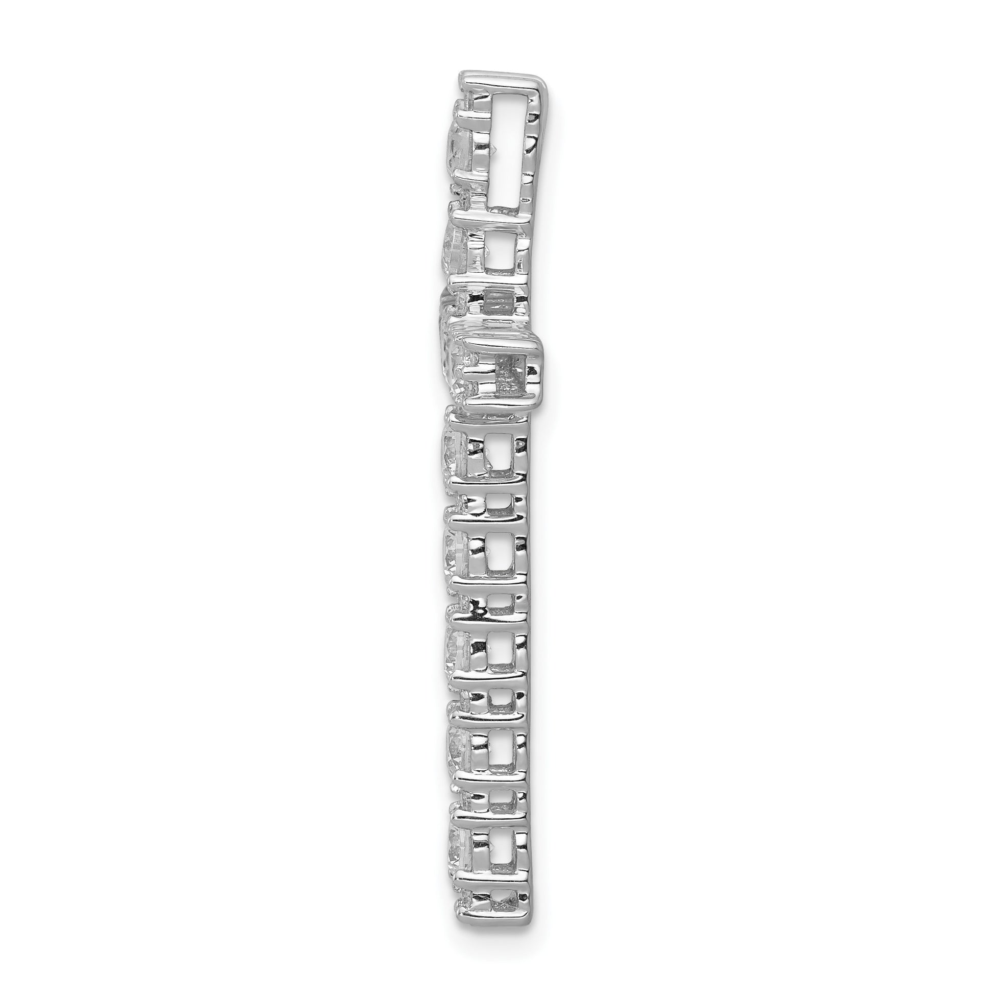 14k White Gold 1 carat Diamond Latin Cross Chain Slide