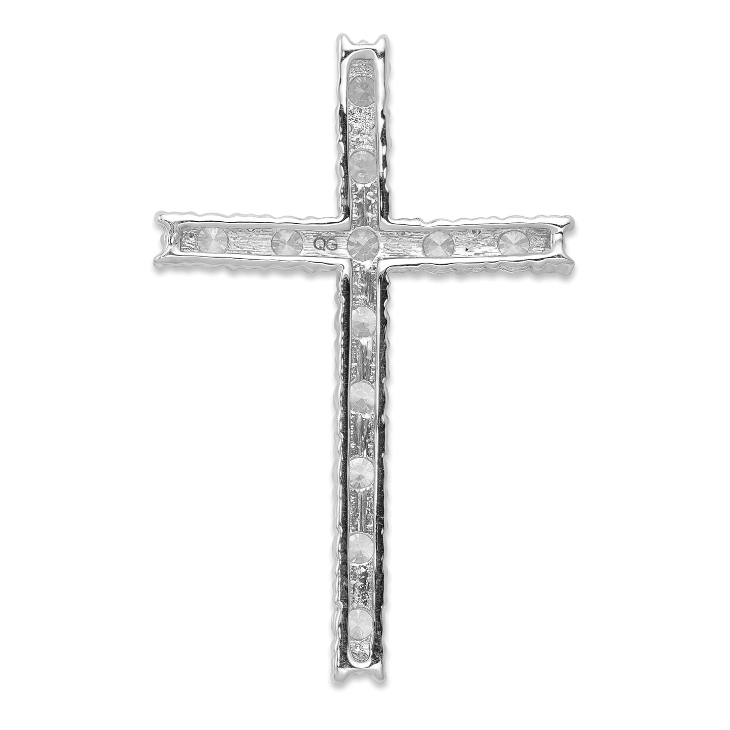 14k White Gold 1 carat Diamond Latin Cross Chain Slide
