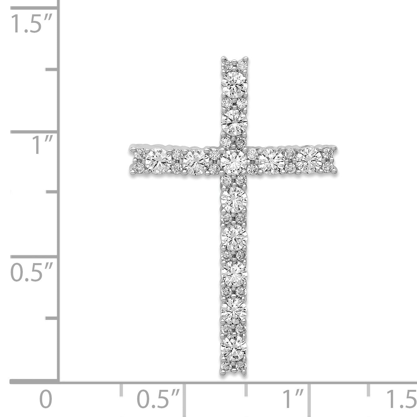 14k White Gold 1 carat Diamond Latin Cross Chain Slide