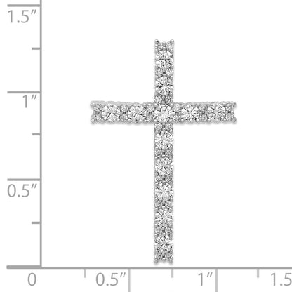 14k White Gold 1 carat Diamond Latin Cross Chain Slide