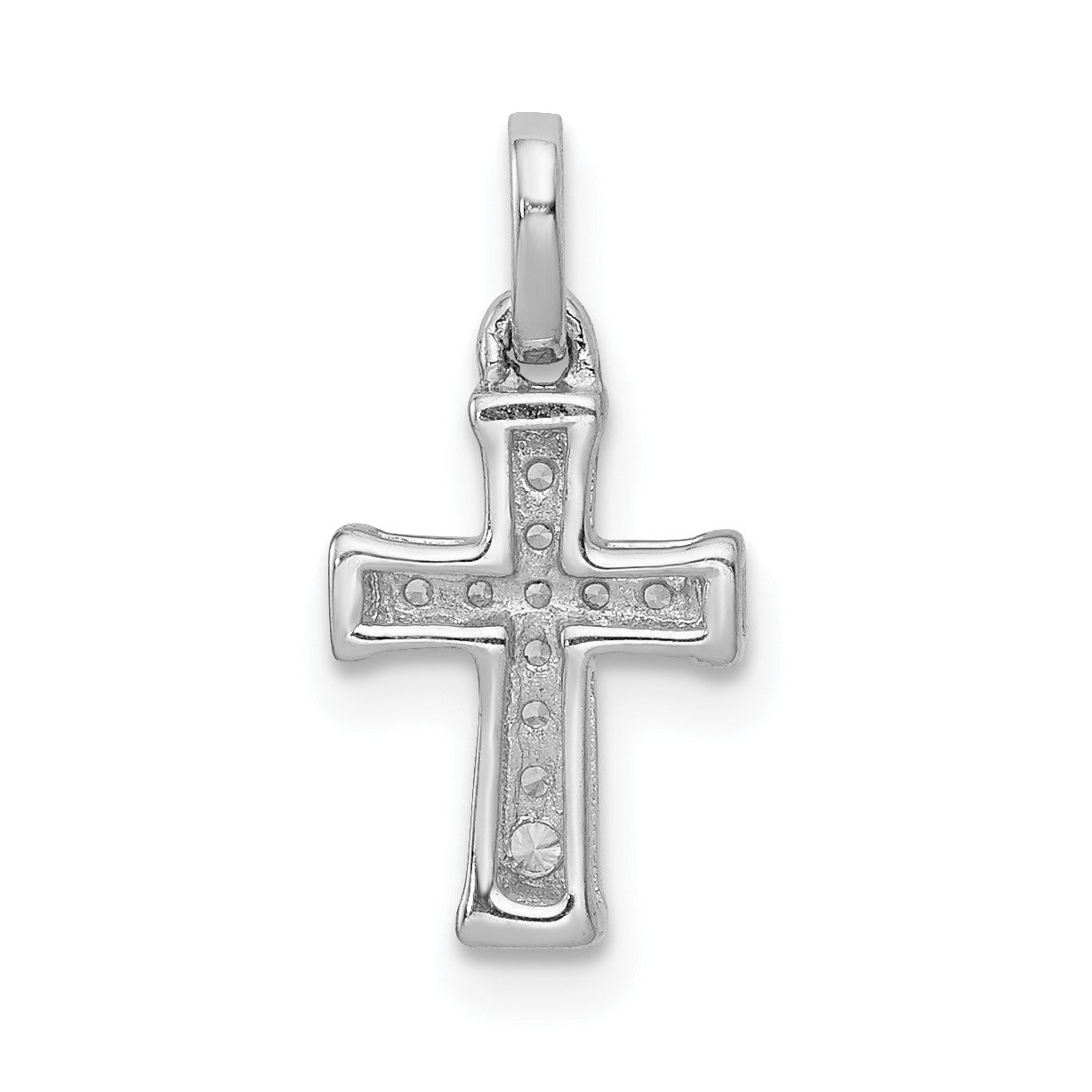 14k White Gold Small 1/20 carat Diamond Latin Cross Pendant