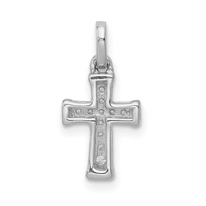 14k White Gold Small 1/20 carat Diamond Latin Cross Pendant