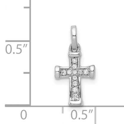14k White Gold Small 1/20 carat Diamond Latin Cross Pendant
