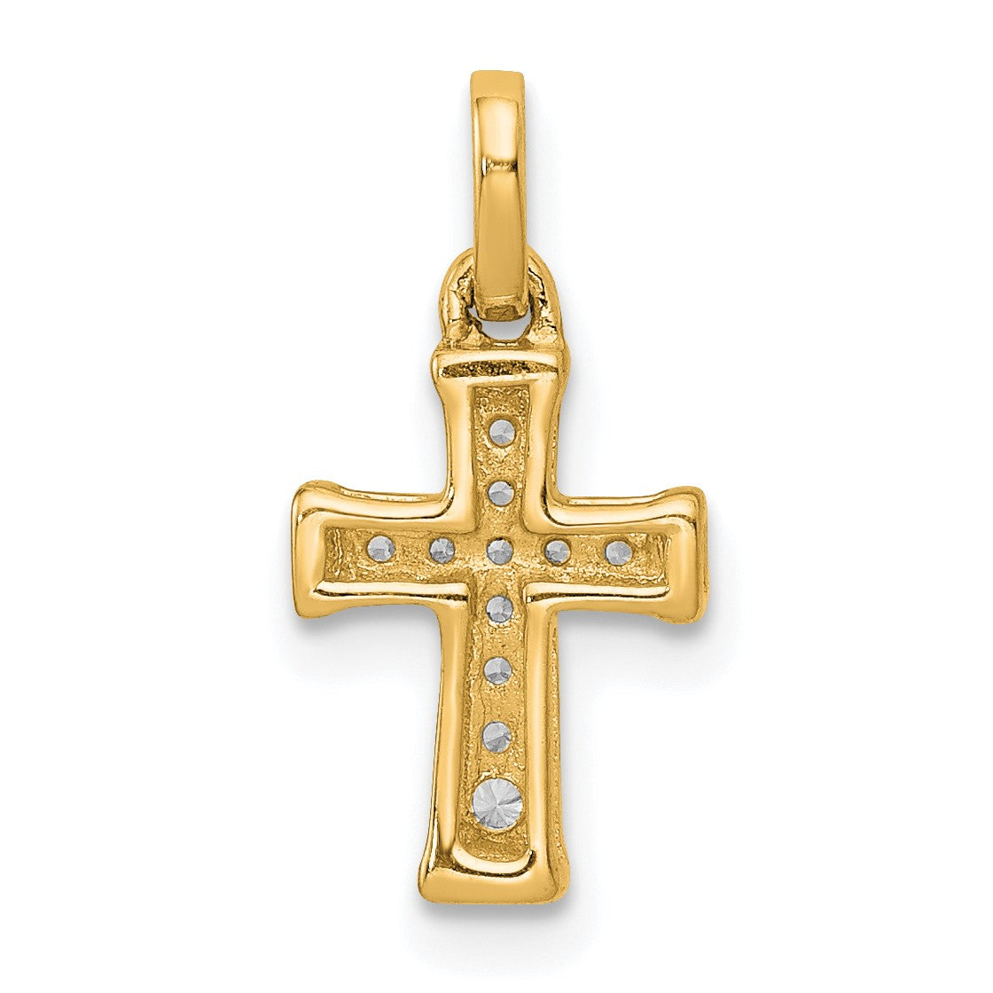14k Small 1/20 carat Diamond Latin Cross Pendant