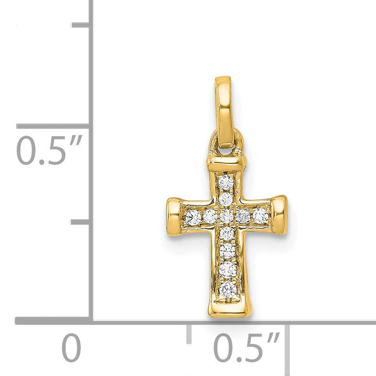 14k Small 1/20 carat Diamond Latin Cross Pendant