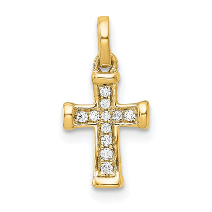14k Small 1/20 carat Diamond Latin Cross Pendant