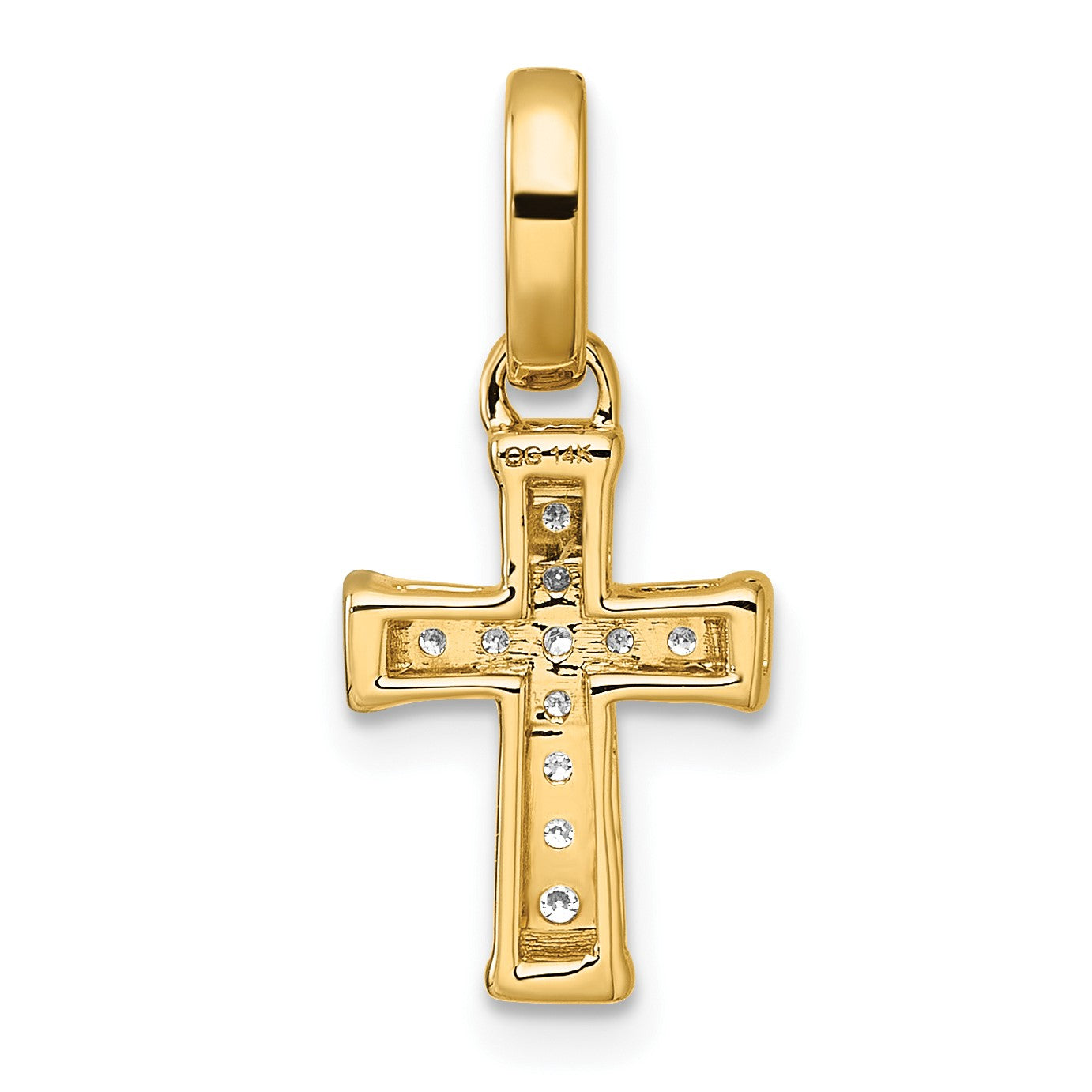 14k Small 1/10 carat Diamond Latin Cross Pendant