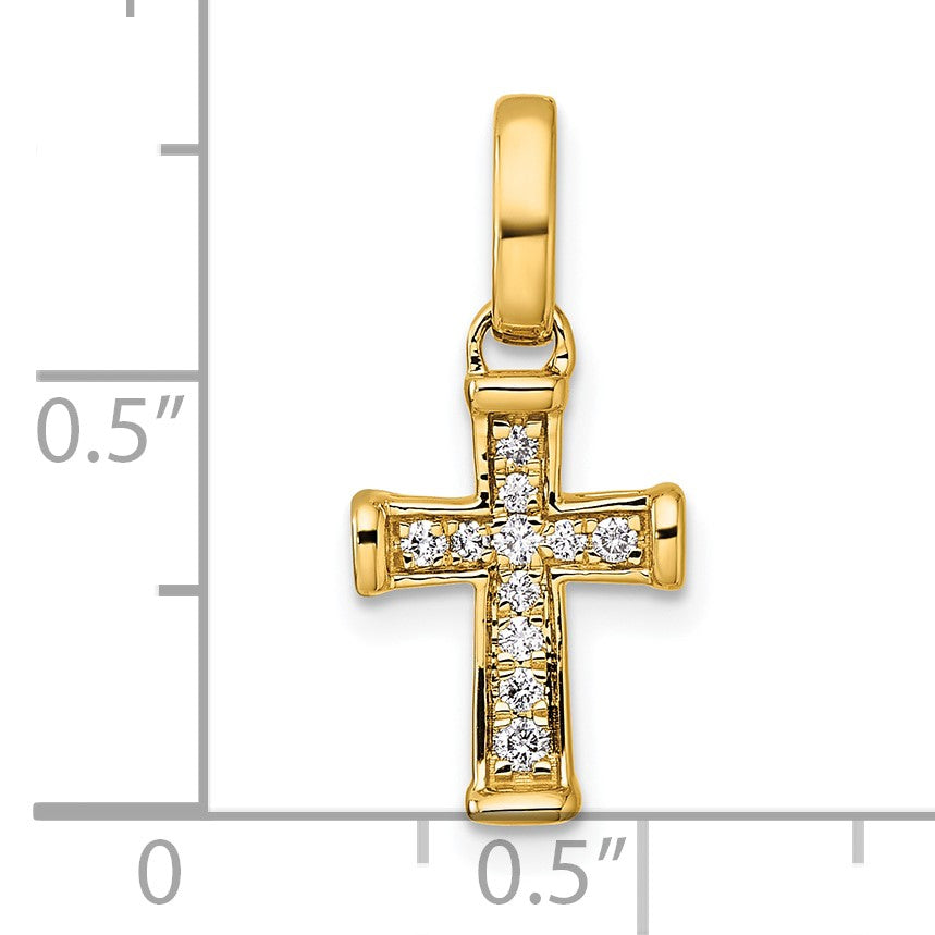 14k Small 1/10 carat Diamond Latin Cross Pendant