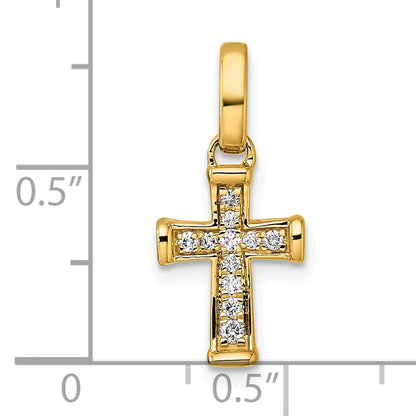 14k Small 1/10 carat Diamond Latin Cross Pendant