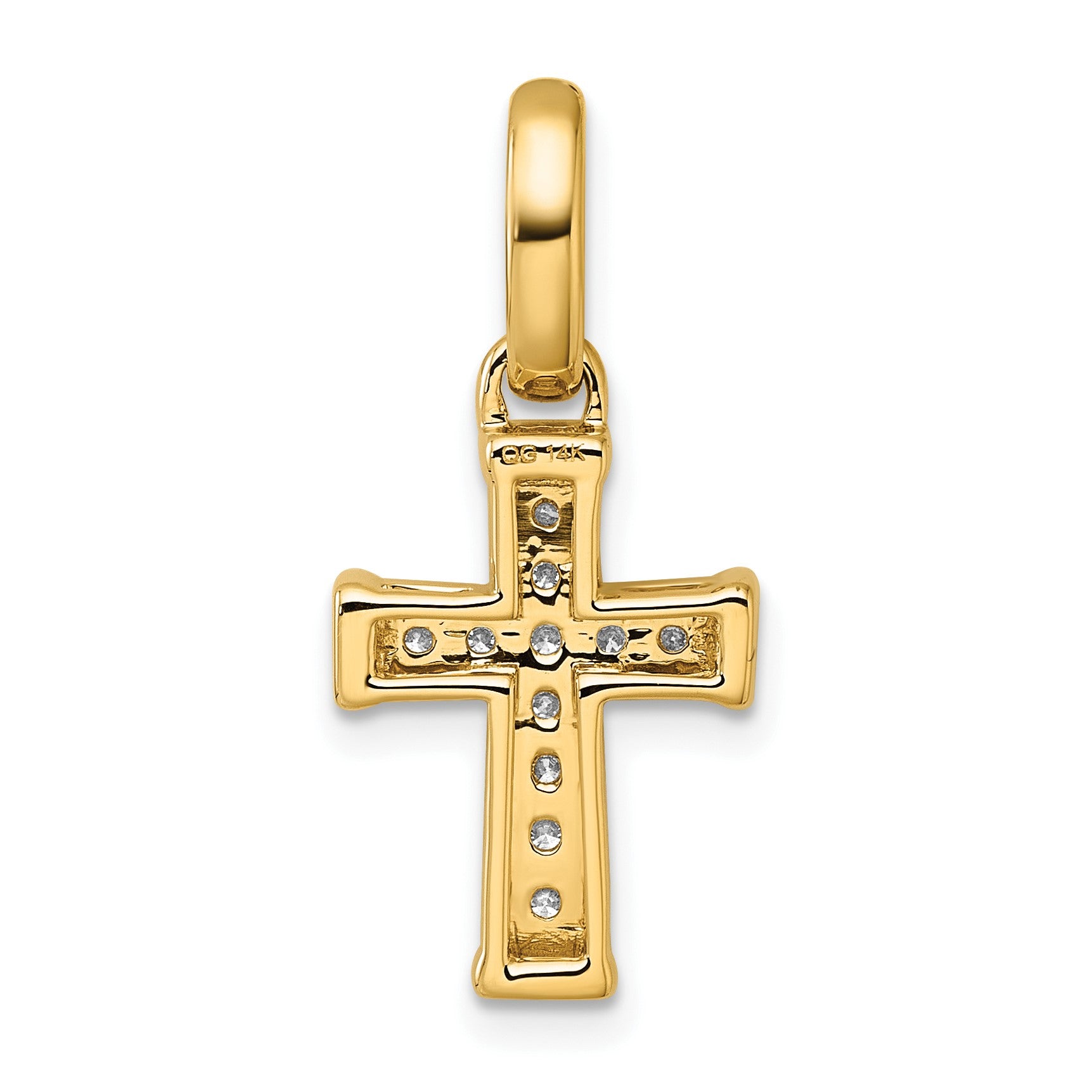 14k Small 1/5 carat Diamond Latin Cross Pendant