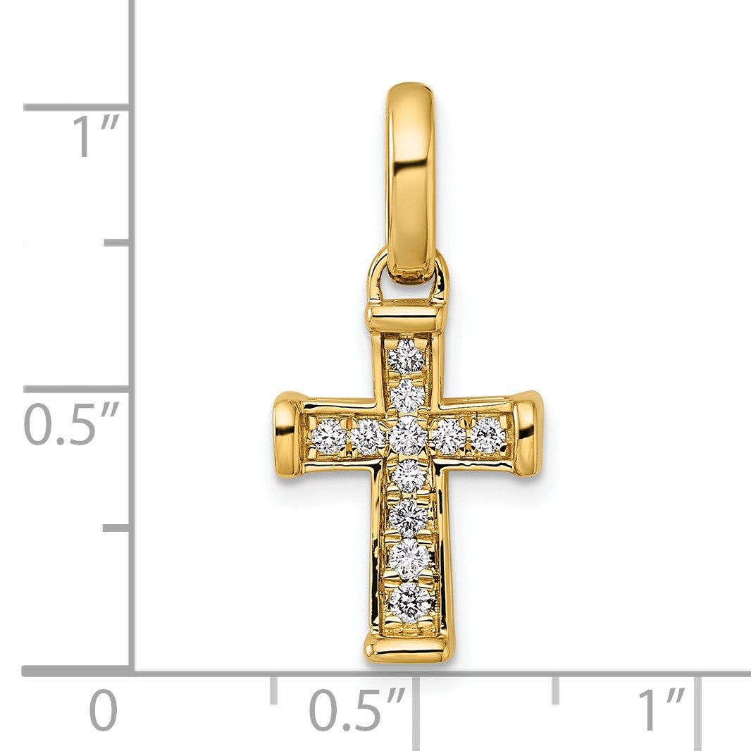 14k Small 1/5 carat Diamond Latin Cross Pendant