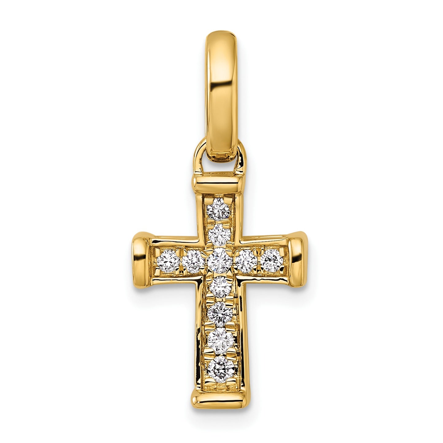 14k Small 1/5 carat Diamond Latin Cross Pendant