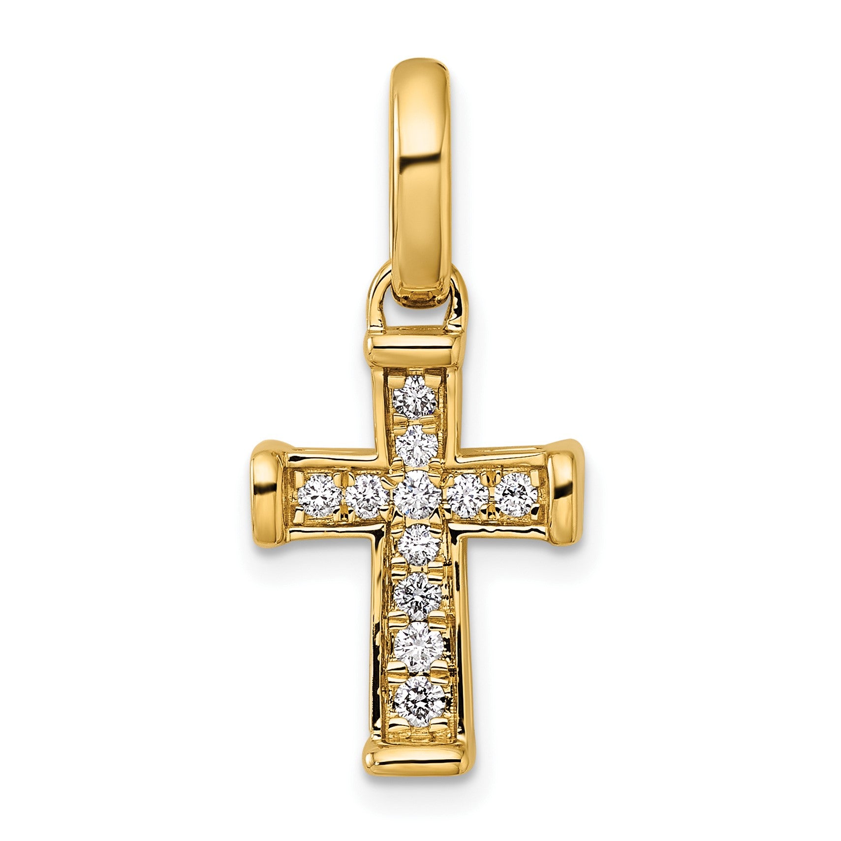 14k Small 1/5 carat Diamond Latin Cross Pendant