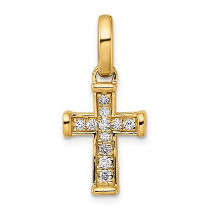 14k Small 1/5 carat Diamond Latin Cross Pendant