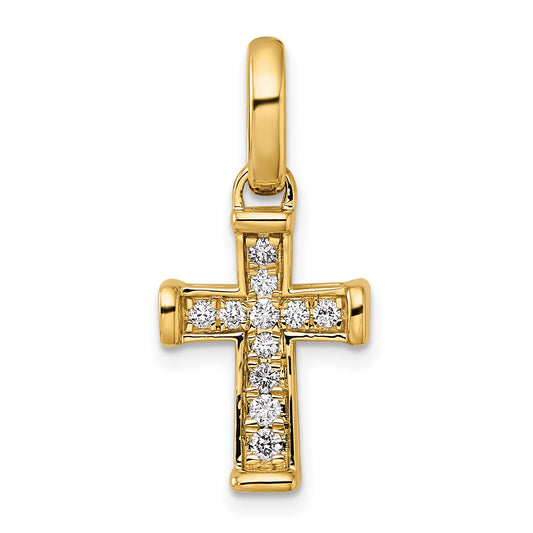 14k Small 1/5 carat Diamond Latin Cross Pendant
